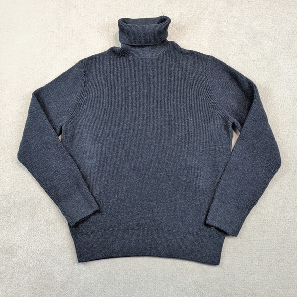 H&M LOGG Heavy Chunky Turtleneck Sweater M Grey Cotton Ribbed Dark Academia — photo 2